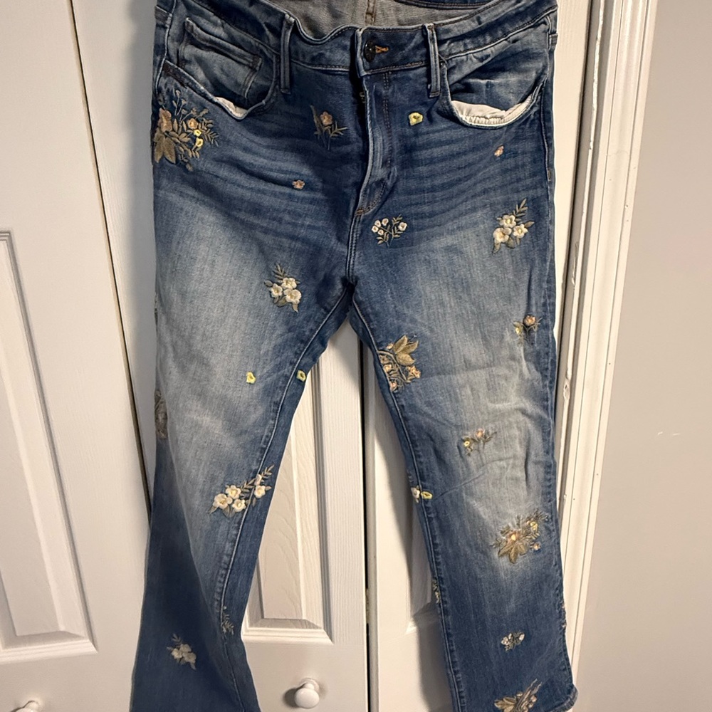 DRIFTWOOD Blue Floral Embroidered Straight Leg Jeans